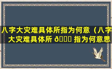 八字大灾难具体所指为何意（八字大灾难具体所 💐 指为何意思 🐼 ）